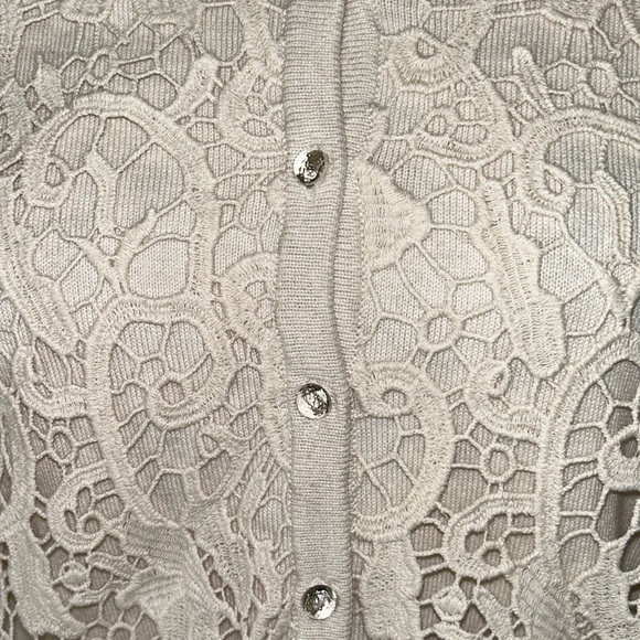 NWT J. Jill Delight in the Details Ivory Lace Crystal Button Cardigan - M / P - Picture 3 of 11
